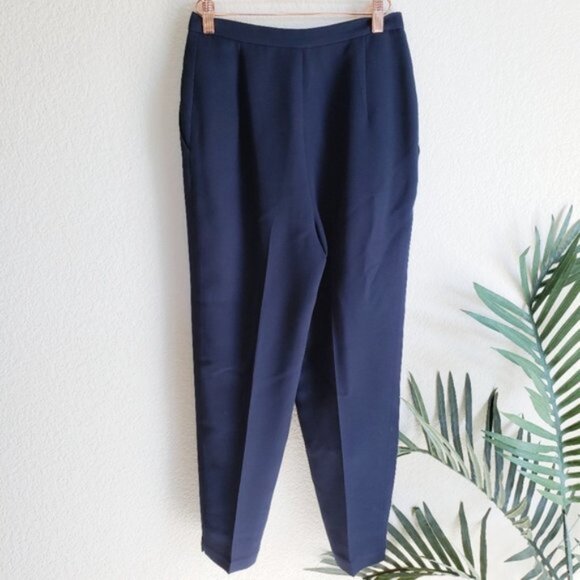 Vintage Francess & Rita Dress Pants Pleated Trousers in Navy size 6 - Picture 3 of 9